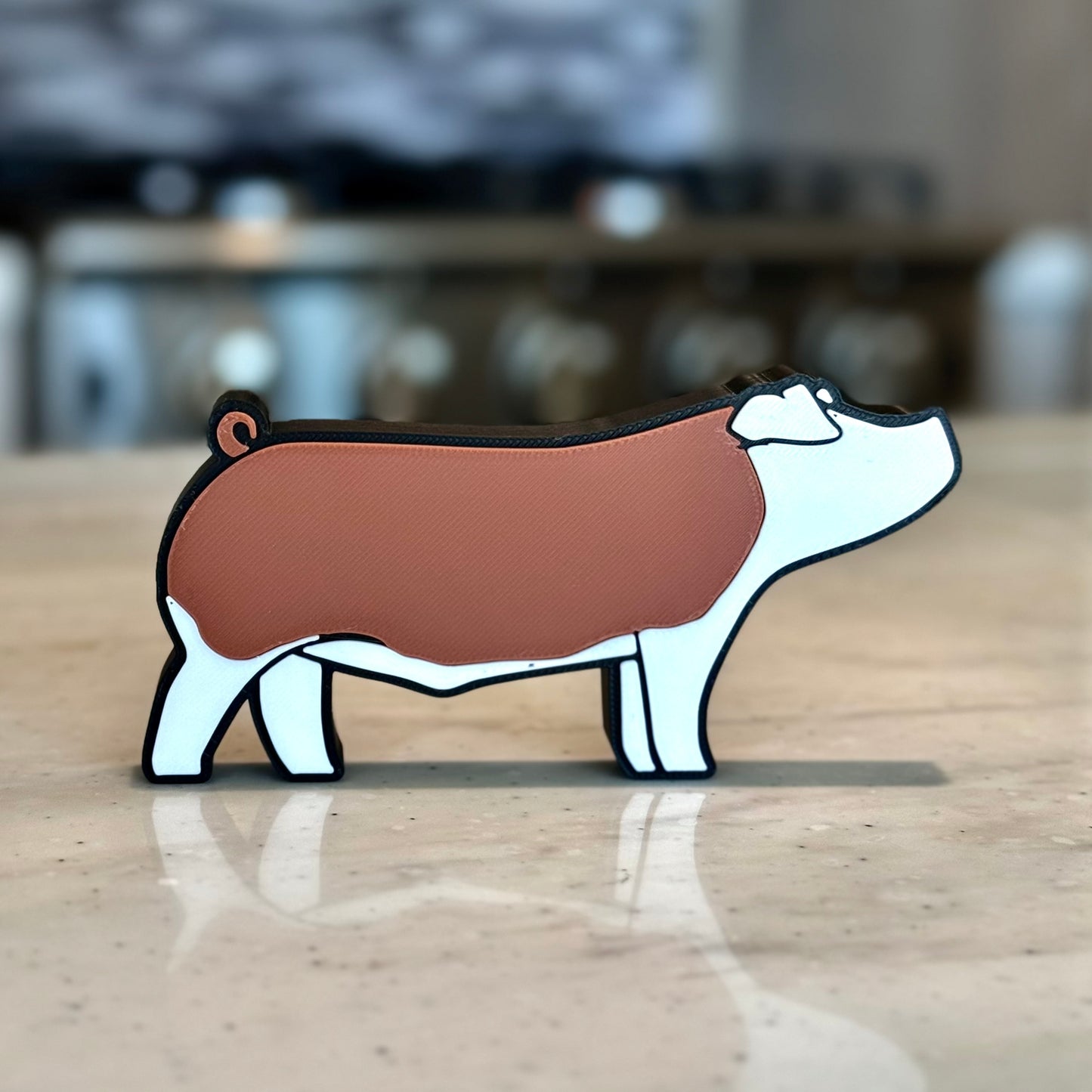 3D Printed Show Pig Stand Up Shelf Figure