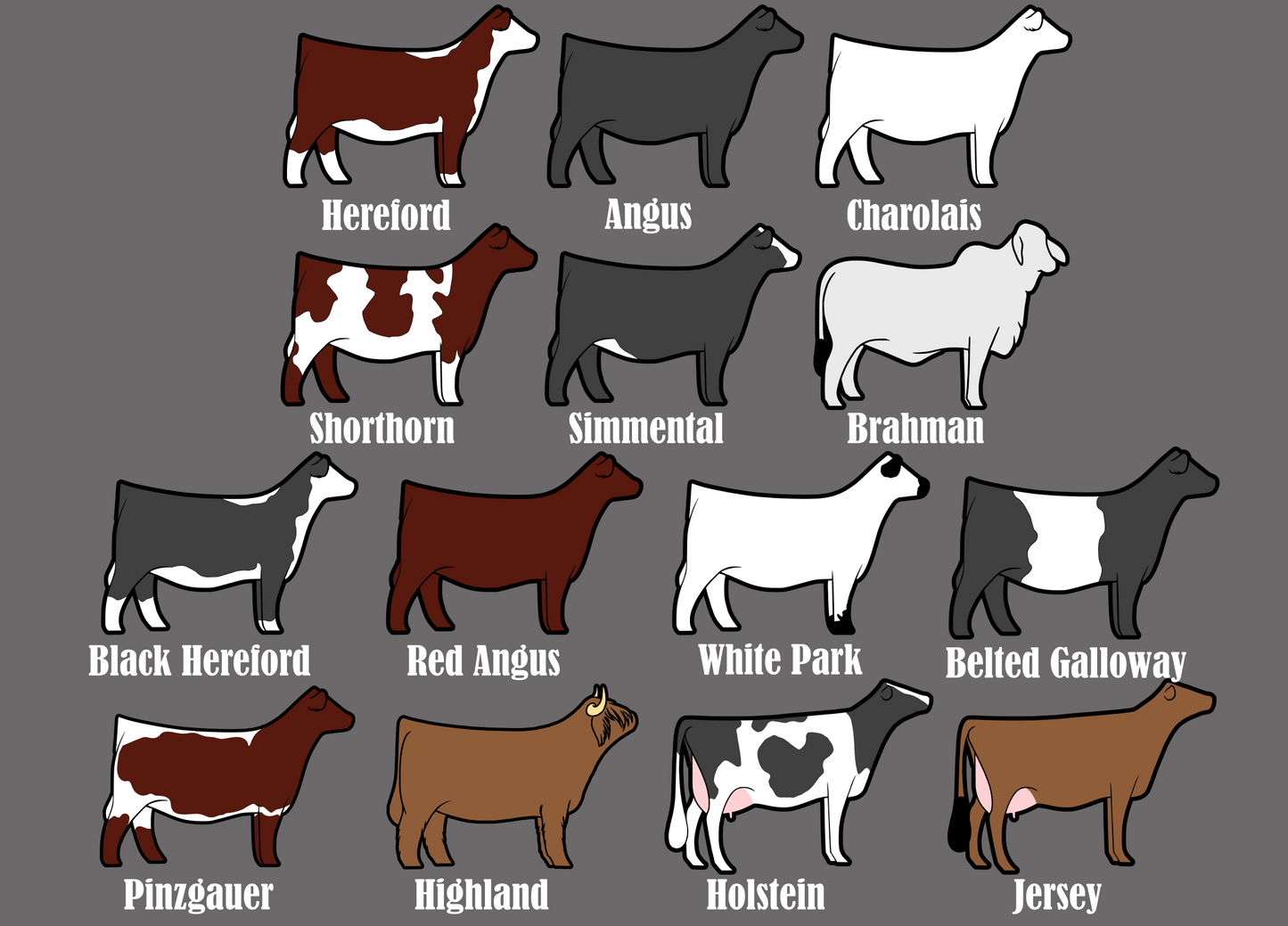 List of available breeds for this custom standing table top figure.