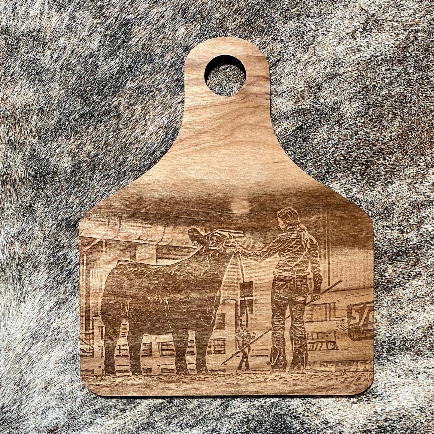 Custom engraved wooden sign featuring a personalized livestock design. Perfect for ranchers, livestock exhibitors, FFA, and 4-H members. Durable and stylish, ideal for displaying farm pride in barns, homes, or show areas.