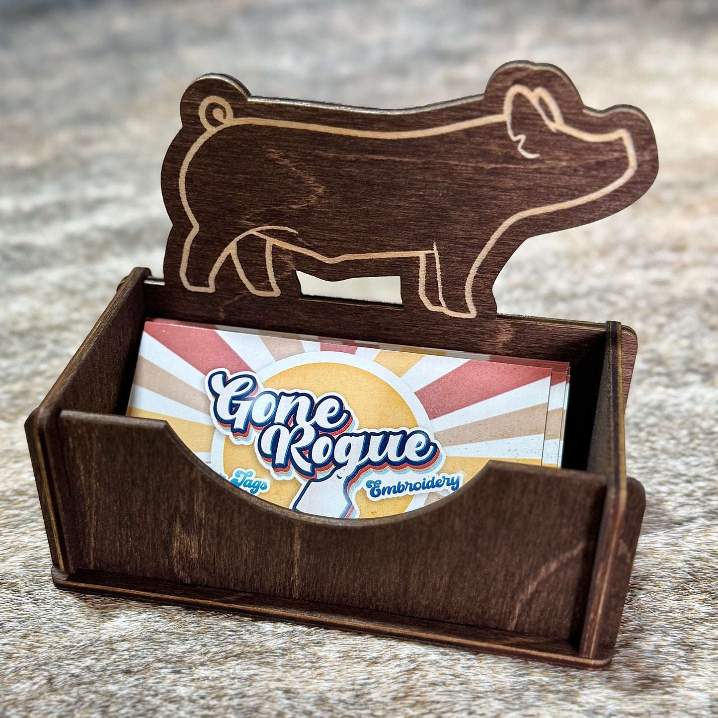 Custom Livestock Business Card Holder – Desk Organizer for Farmers & Ranchers