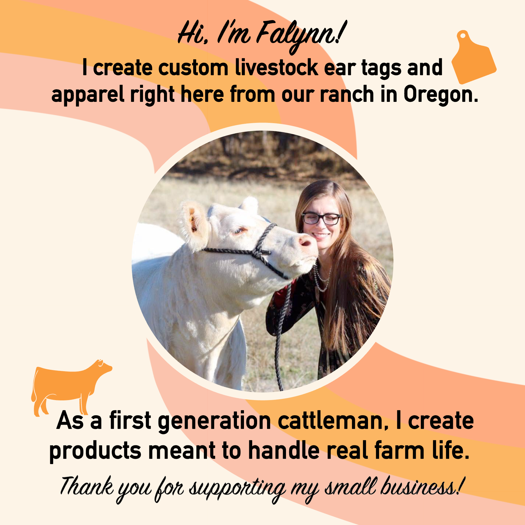 A graphic featuring an introduction of the owner and creator behind Gone Rogue Embroidery. 