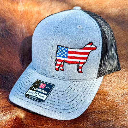 American Flag Show Steer Hat