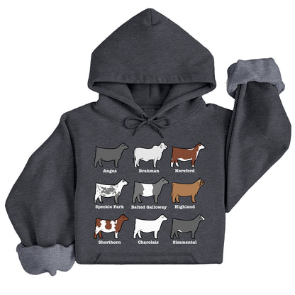 Beef Cattle Breeds Hooded Sweatshirt