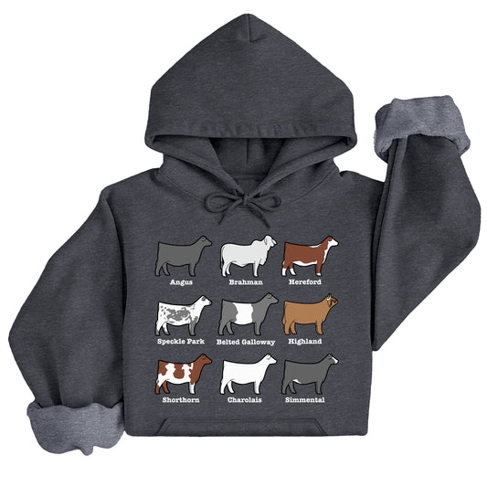 Beef Cattle Breeds Hooded Sweatshirt