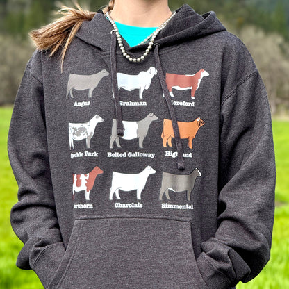 Beef Cattle Breeds Hooded Sweatshirt