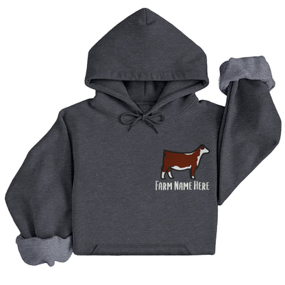 Custom Cattle Farm Name Embroidered Hooded Sweatshirt
