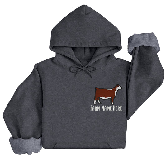 Custom Cattle Farm Name Embroidered Hooded Sweatshirt