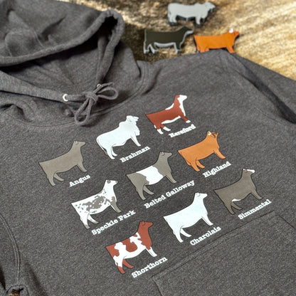 Beef Cattle Breeds Hooded Sweatshirt