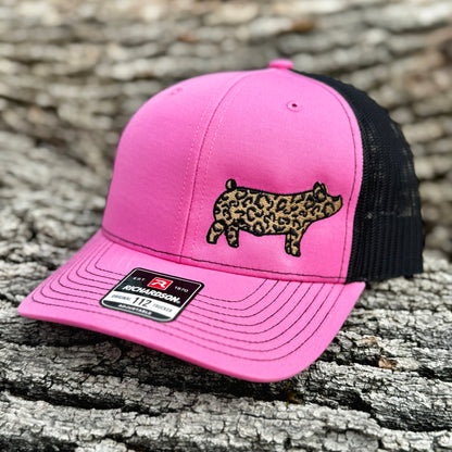 Leopard Print Show Pig Embroidered Hat