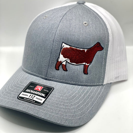 Embroidered Richardson 112 hat featuring a custom designed Pinsgauer heifer hat.