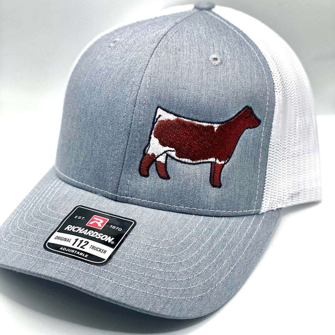 Embroidered Richardson 112 hat featuring a custom designed Pinzgauer heifer hat.