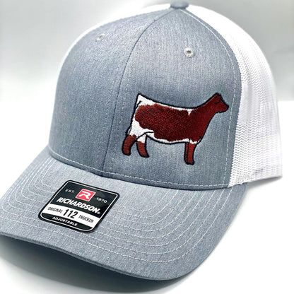 Embroidered Richardson 112 hat featuring a custom designed Pinzgauer heifer hat.