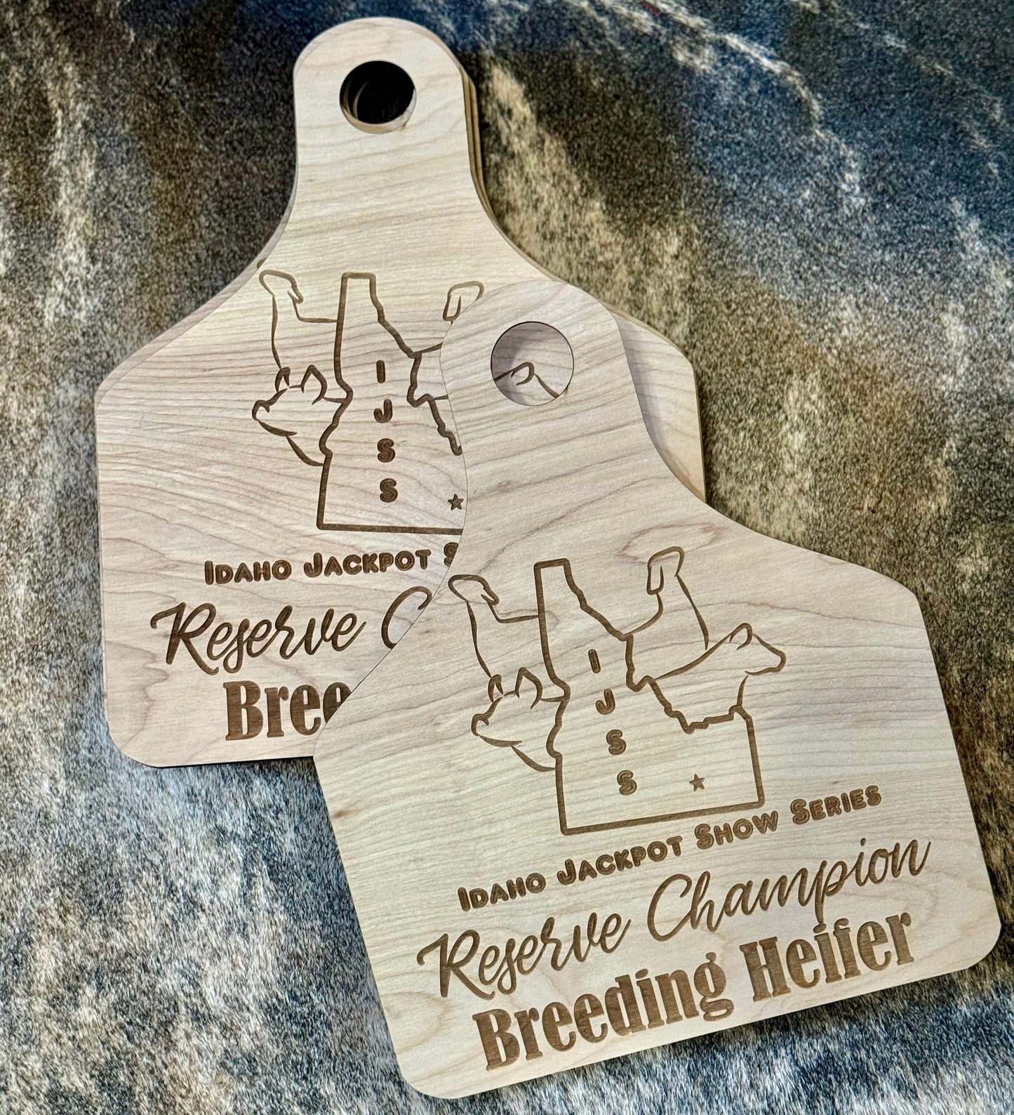 Custom Engraved Livestock Show Award Ear Tag – Personalized Wooden Sign