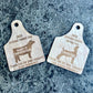 Custom engraved wooden plaque featuring a livestock buyer's name and event details, with an animal silhouette design. Made from white birch, it includes a pre-drilled hole for easy hanging. A thoughtful keepsake for county fair buyers, exhibitors, and livestock auction events.