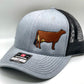 Embroidered Jersey cow design on a trucker cap with breathable mesh and adjustable fit. Ideal for dairy enthusiasts, farmers, or anyone who loves Jersey cattle. Perfect for casual wear or show events, offering comfort and style.