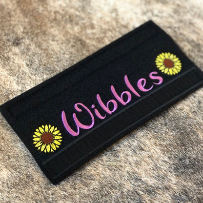 Custom embroidered cattle noseband with high-quality stitching, featuring names, brands, or designs. Made from durable materials, perfect for livestock identification or a personalized touch. Available in various colors and fonts to match your style.