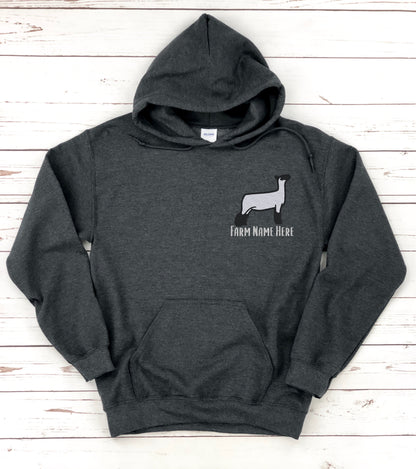 Custom Sheep Farm/Ranch Logo Embroidered Hoodie