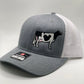 Embroidered Holstein dairy cow design on a trucker cap with breathable mesh and adjustable fit. Perfect for farmers, dairy enthusiasts, and cow lovers, combining style and comfort for everyday wear or farm life.