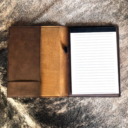 Custom engraved leatherette journal with a personalized design. Perfect for livestock judging, livestock show awards, ranchers, FFA, and 4-H members. Features a durable leatherette cover with lined pages for notes and organization.
